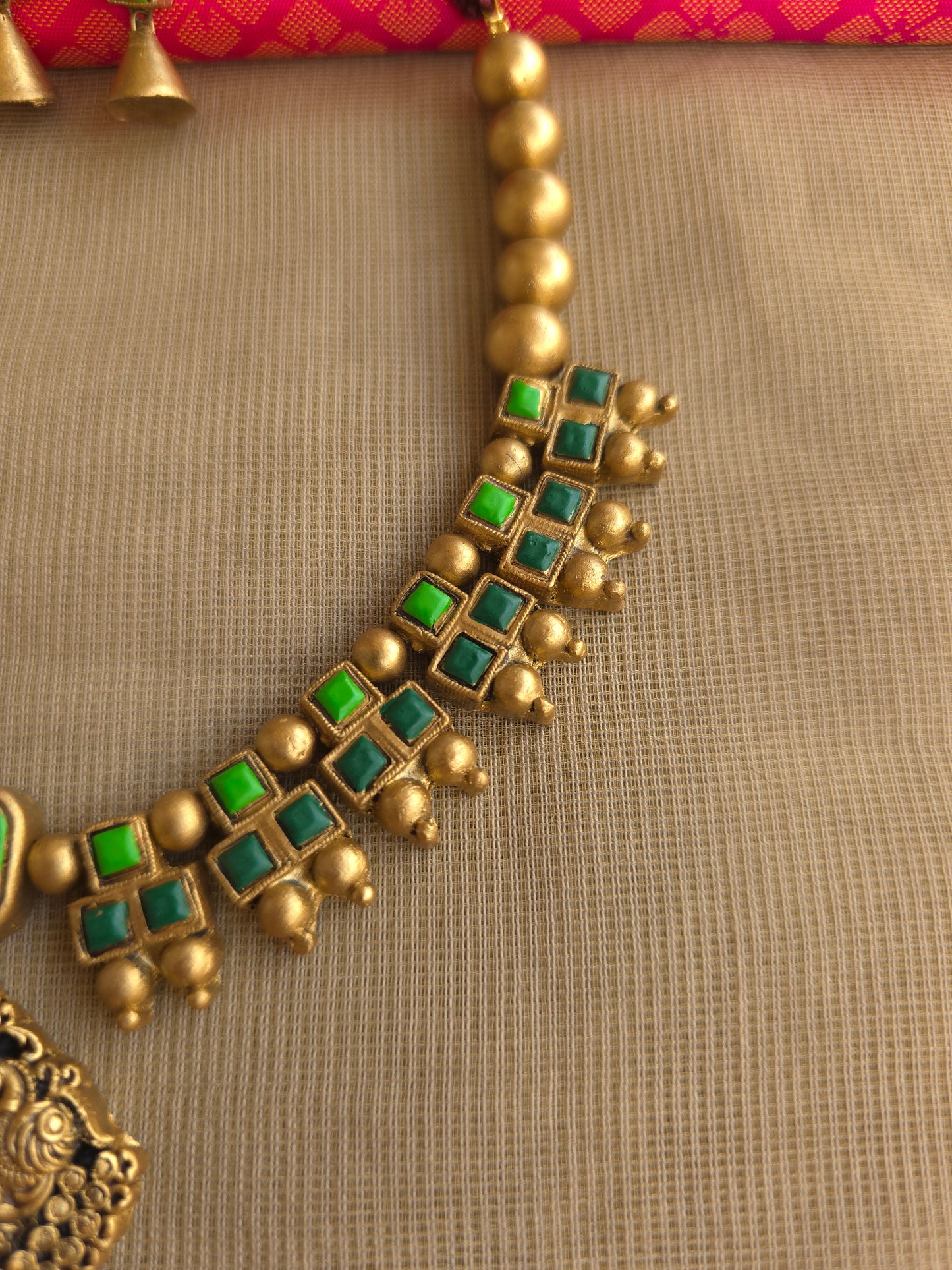 Antique finish terracotta lakshmi necklace ethnic jewellery