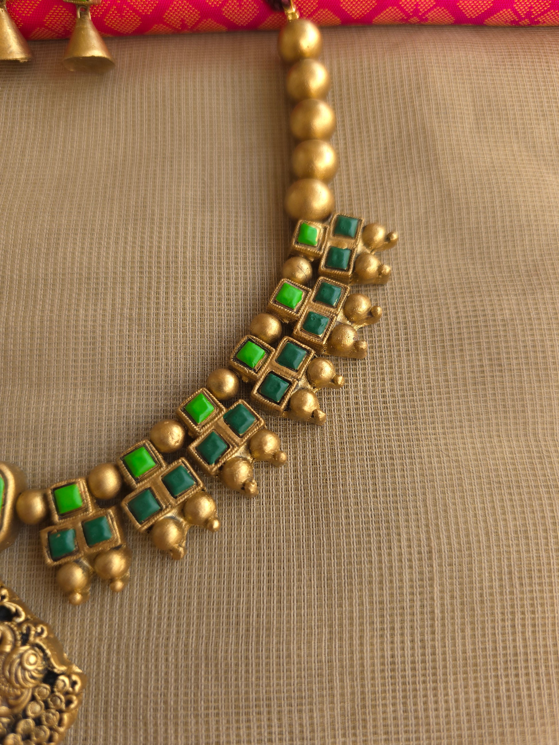 Antique finish terracotta lakshmi necklace ethnic jewellery